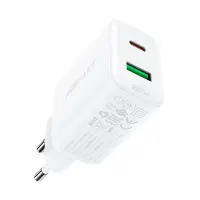 Travel Charger Acefast A25 Fast Charging 2xUSB-C+USB-A PD20W QC3.0/QC2.0 5V/3A White