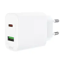 Travel Charger Acefast A25 Fast Charging 2xUSB-C+USB-A PD20W QC3.0/QC2.0 5V/3A White