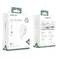 Travel Charger Acefast A5 Fast Charging USB-C 20W+USB-A 12W PD20W, QC3.0 / QC2.0  32W White