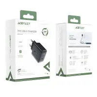 Travel Charger Acefast A1 Fast Charging USB-C PD3.0 PD20W QC3.0 / QC2.0 5V / 2.4A Black