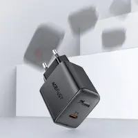 Travel Charger Acefast A1 Fast Charging USB-C PD3.0 PD20W QC3.0 / QC2.0 5V / 2.4A Black