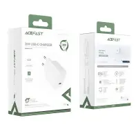 Travel Charger Acefast A1 Fast Charging USB-C PD3.0 PD20W QC3.0 / QC2.0 5V / 2.4A White