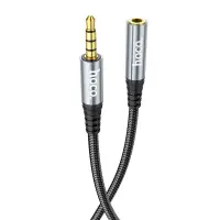 Audio Cable Hoco UPA20  3.5mm Male to 3.5mm Female Braided 1m Black
