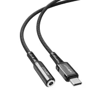 Data Cable Acefast C1-07 USB-C to 3.5mm Female Braided 18cm Black Compatible with all USB-C Devices