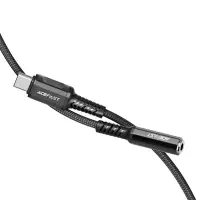 Data Cable Acefast C1-07 USB-C to 3.5mm Female Braided 18cm Black Compatible with all USB-C Devices