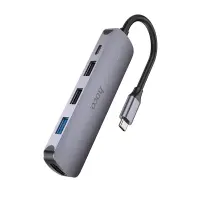 Hub USB-C Hoco HB27 HDMI+PD60W+USB3.0+2xUSB2.0 60W 20V/3A Grey