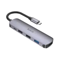 Hub USB-C Hoco HB27 HDMI+PD60W+USB3.0+2xUSB2.0 60W 20V/3A Grey