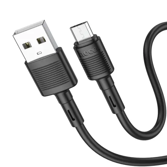 Data Cable Hoco X83 Victory USB to Micro-USB 2.4A Black 1m Extra Durability