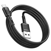 Data Cable Hoco X83 Victory USB to Micro-USB 2.4A Black 1m Extra Durability