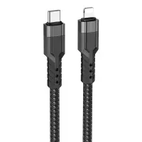 Data Cable Hoco U110 iP USB-C to Lightning Braided PD20W Black 1.2m Extra Durability