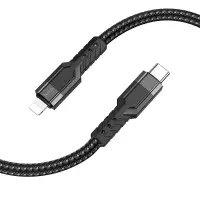 Data Cable Hoco U110 iP USB-C to Lightning Braided PD20W Black 1.2m Extra Durability