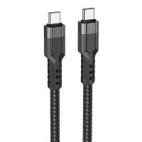 Data Cable Hoco U110 USB-C to USB-C Braided 60W 20V/3A Black 1.2m Extra Durability