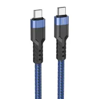 Data Cable Hoco U110 USB-C to USB-C Braided 60W 20V/3A Blue 1.2m Extra Durability