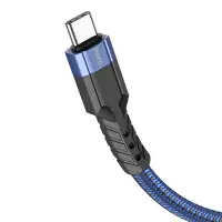 Data Cable Hoco U110 USB-C to USB-C Braided 60W 20V/3A Blue 1.2m Extra Durability