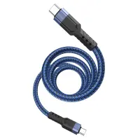 Data Cable Hoco U110 USB-C to USB-C Braided 60W 20V/3A Blue 1.2m Extra Durability