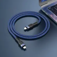 Data Cable Hoco U110 USB-C to USB-C Braided 60W 20V/3A Blue 1.2m Extra Durability