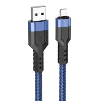 Data Cable Hoco U110 USB to Lightning Braided 2.4A Blue 1.2m Extra Durability