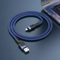 Data Cable Hoco U110 USB to Lightning Braided 2.4A Blue 1.2m Extra Durability