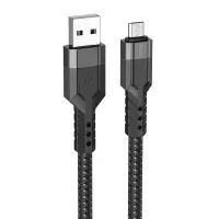 Data Cable Hoco U110 USB to Micro-USB Braided 2.4A Black 1.2m Extra Durability