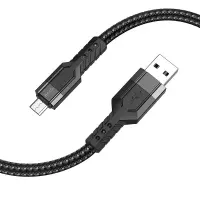 Data Cable Hoco U110 USB to Micro-USB Braided 2.4A Black 1.2m Extra Durability