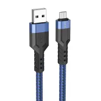 Data Cable Hoco U110 USB to Micro-USB Braided 2.4A Blue 1.2m Extra Durability