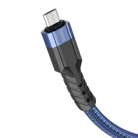 Data Cable Hoco U110 USB to Micro-USB Braided 2.4A Blue 1.2m Extra Durability