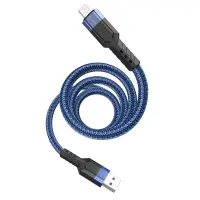 Data Cable Hoco U110 USB to Micro-USB Braided 2.4A Blue 1.2m Extra Durability