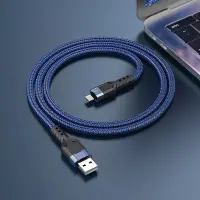 Data Cable Hoco U110 USB to Micro-USB Braided 2.4A Blue 1.2m Extra Durability