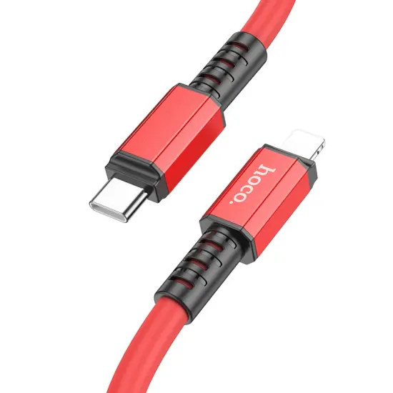 Data Cable Hoco X85 Strength USB-C to Lightning PD20W Red 1m Extra Durability