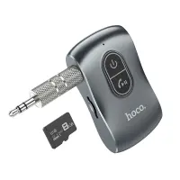 Bluetooth FM Transmitter Hoco E73 Tour BT v5.0 AUX 3,5mm TF Card Metal Built-In Microphone Gray