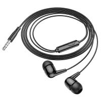 Hands Free Hoco M97 Enjoy Earphones Stereo 3.5mm with Microphone and Operation Control Button Black