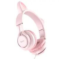 Stereo Headphones Hoco W36 Cat ear with Microphone Hi-Fi 3.5mm Pink