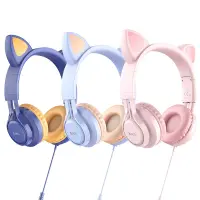 Stereo Headphones Hoco W36 Cat ear with Microphone Hi-Fi 3.5mm Pink