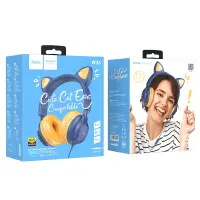 Stereo Headphones Hoco W36 Cat ear with Microphone Hi-Fi 3.5mm Blue