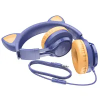 Stereo Headphones Hoco W36 Cat ear with Microphone Hi-Fi 3.5mm Blue