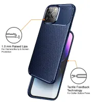 Case Ancus AutoFocus Carbon Fiber για Apple iPhone 14 Pro Max Blue