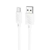 Data Cable Hoco X88 USB to Micro USB 2.4A  for Fast Charging and Data Transfer White 1m