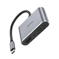 Hub USB-C Hoco HB29 Easy-Lead with HDMI 4K 30Hz and VGA 1080P 1.5m Grey