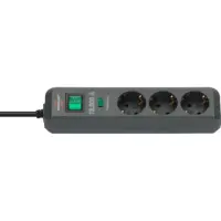 Brennenstuhl Eco-Line Power Strip with Power Surge Protection 13.500A, 3-Position Suko with On/Off Switch  IP20 1.5 m Black