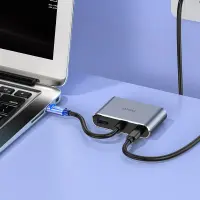 Hub USB-C Hoco HB30 Eco with HDMI 4K 30Hz VGA 1080P USB3.0 5Gbps and PD 100W 15cm Grey