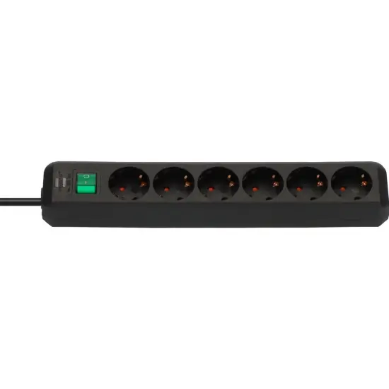 Power Strip Brennenstuhl  with 6 Inlet Sockets and On / Off Switch Cable 1.5 m IP20 Black