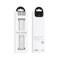 Watchband Hoco WA09 Flexible Rhombus Hollow 42/44/45/49mm for Apple Watch 1/2/3/4/5/6/7/8/SE White Silicon Band