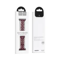 Watchband Hoco WA09 Flexible Rhombus Hollow 42/44/45/49mm for Apple Watch 1/2/3/4/5/6/7/8/SE Red Wine Silicon Band