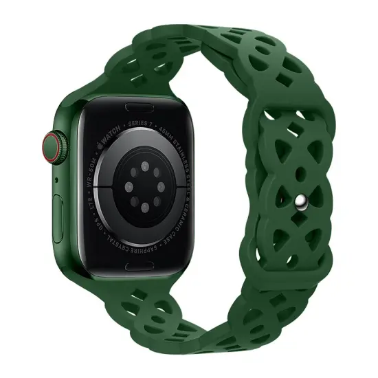 Watchband Hoco WA09 Flexible Rhombus Hollow 38/40/41mm for Apple Watch 1/2/3/4/5/6/7/8/SE Dark Green Silicon Band