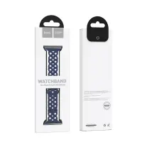 Watchband Hoco WA09 Flexible Rhombus Hollow 42/44/45/49mm for Apple Watch 1/2/3/4/5/6/7/8/SE Dark Blue Silicon Band