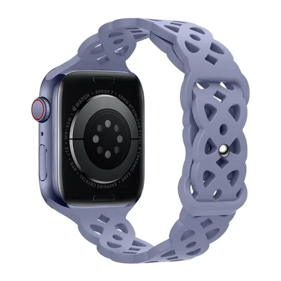 Watchband Hoco WA09 Flexible Rhombus Hollow 42/44/45/49mm for Apple Watch 1/2/3/4/5/6/7/8/SE Lavender Grey Silicon Band