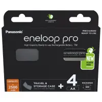 Rechargeable Battery Panasonic Eneloop Pro BK-3HCDEC4BE 2500 mAh size AA Ni-MH 1.2V  4pcs with storage case