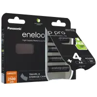 Rechargeable Battery Panasonic Eneloop Pro BK-3HCDEC4BE 2500 mAh size AA Ni-MH 1.2V  4pcs with storage case