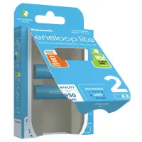 Rechargeable Battery Panasonic Eneloop lite BK-3LCCE/2BE 950 mAh size AA Ni-MH 1.2V Τεμ. 2 New Package