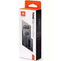 Hands Free JBL Tune 110 In-ear 3.5mm Pure Bass Sound 9mm with Mic and Flat Cable JBLT110BK 1.2m Black